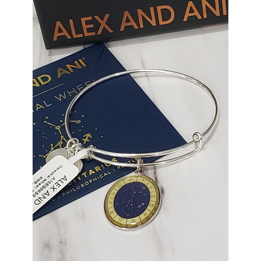 NEW Alex and Ani Celestial Wheel Sagittarius ZODIAC BRACELET CHARM NAVY BLUE